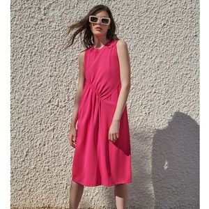 Zara Fuchsia Ruching Detail sleeveless knit Dress